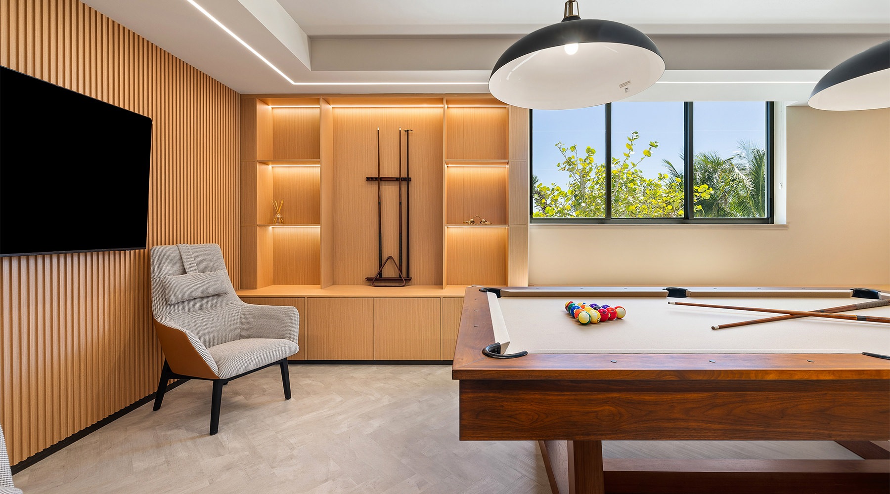 game room with billiards table