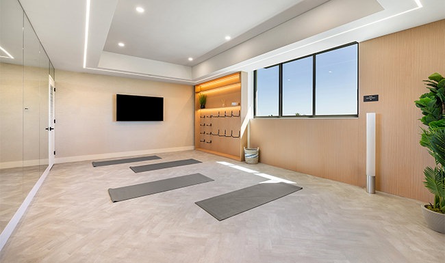 a gym with exercise equipment