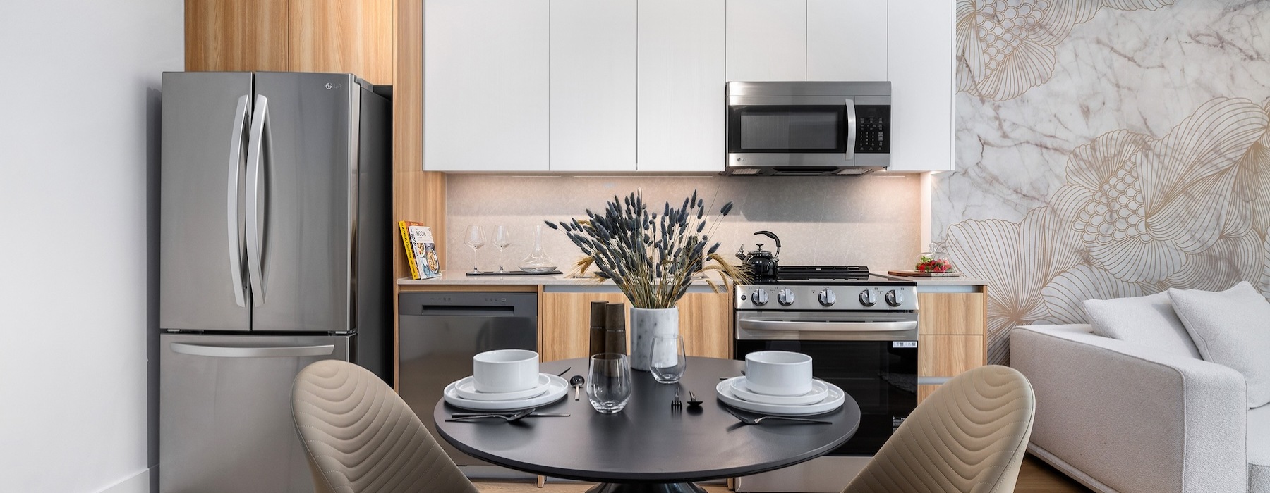 Well-lit kitchen with ample counter space